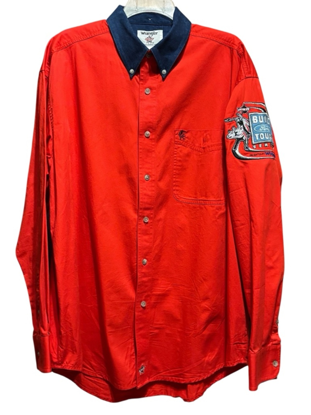 Wrangler PBR Professional Bull Riders Built Ford Tough Series Red Button-Down XL